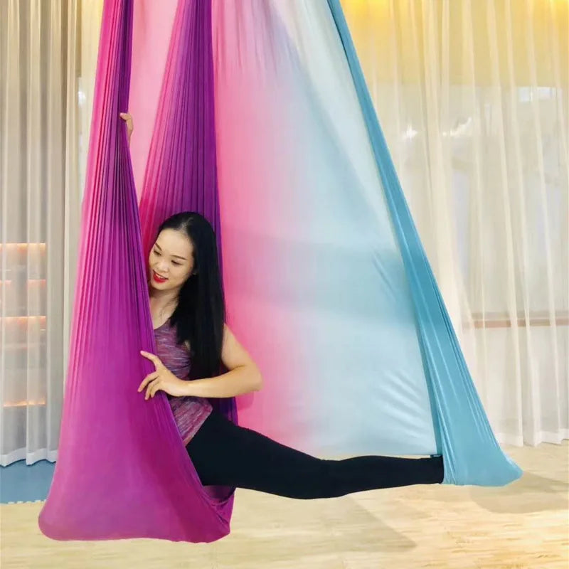 Multicolour Yoga hammock Flying Swing 5m fabrics Yoga Belts For the yoga Exercise Air Swing Bed Trapeze Yoga studio