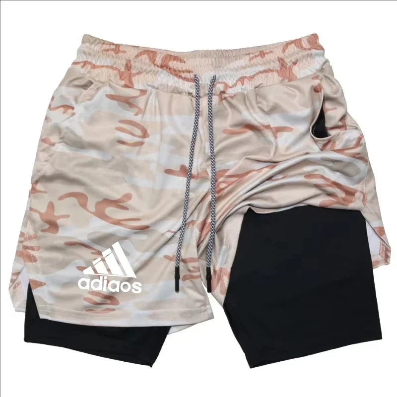 Men'S Compression Shorts Summer Gym Fitness Running Training Sports Shorts Two-In-One Mesh Breathable Quick-Drying Shorts