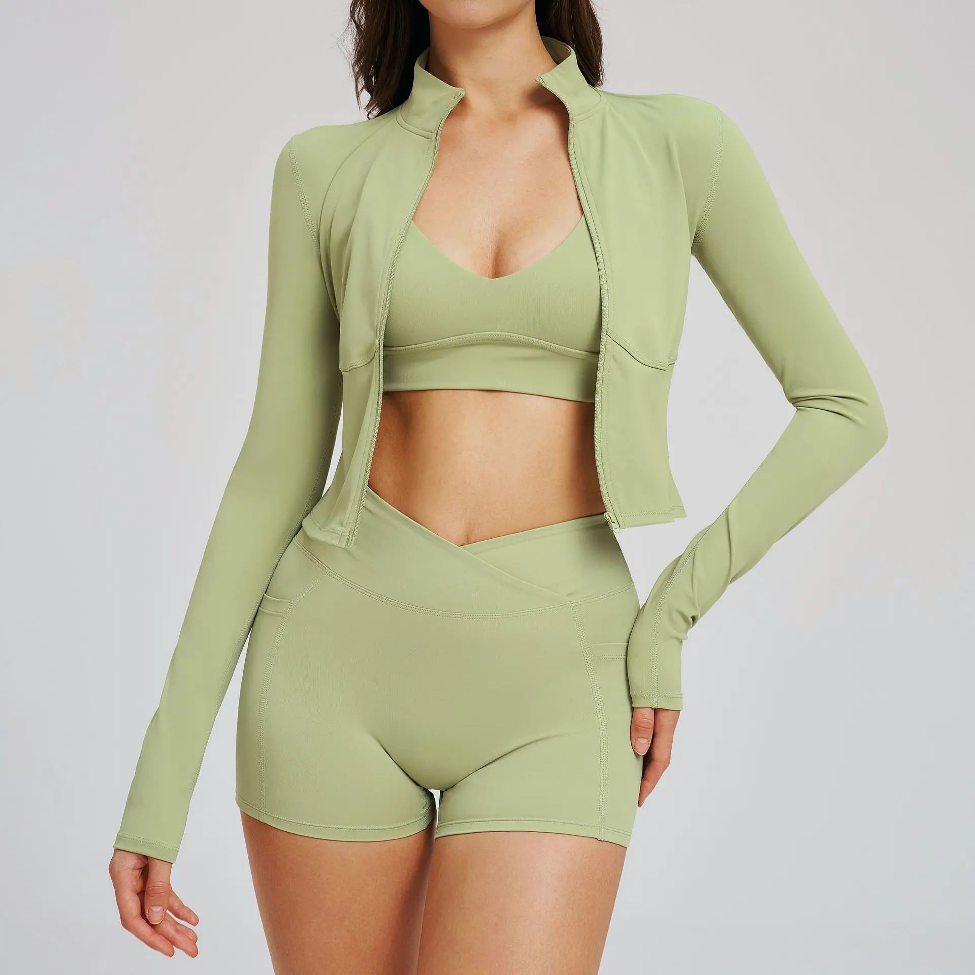 3 Pieces Set For Woman New Yoga Set Feel Casual Fitness Clothing Set Gym Clothes Woman Outdoor Running Sports Three Piece Set
