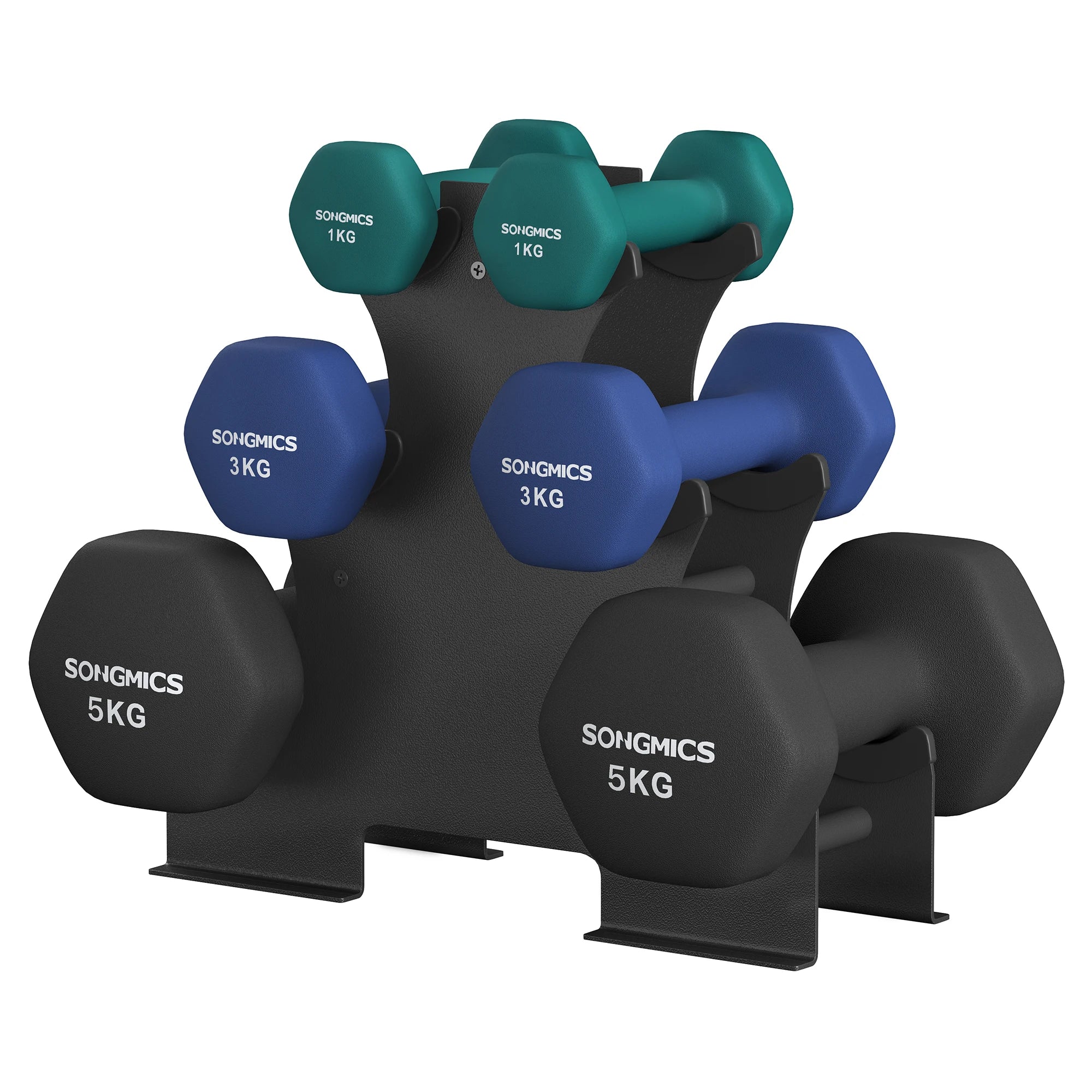 SONGMICS dumbbell set, 2x1kg, 2x3kg, 2x5kg, dumbbells with Dumbbell stand.
