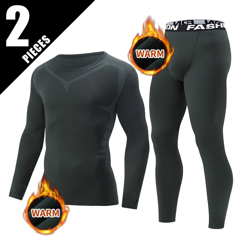 2-piece men's warm corset Ski warm suit Corset jacket and trousers Men's fitness pants shirt running yoga athletes sports pants