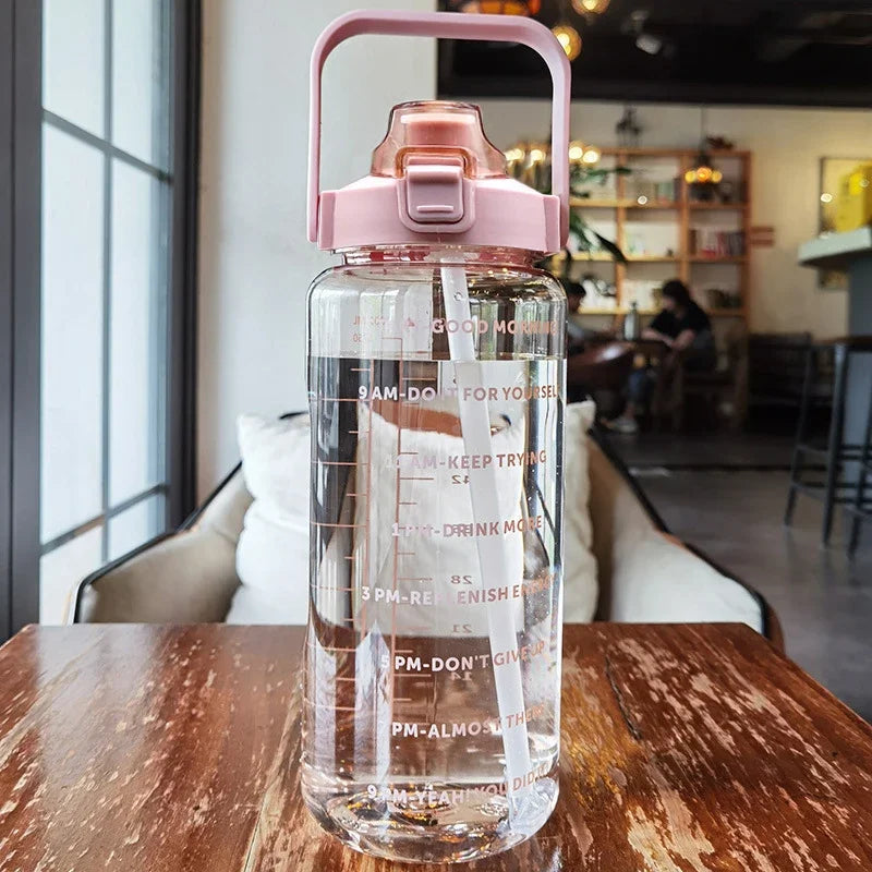 Vital Journey 2 Liter Motivational Water Bottle with Time Marker. Stay Hydrated. Stay On Track. Build a healthier daily routine with the Vital Journey Motivational Water bottle. Designed with Time Markers and easy-carry handl