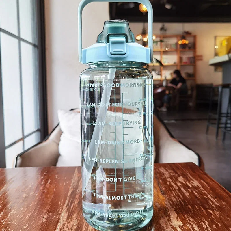 Vital Journey 2 Liter Motivational Water Bottle with Time Marker. Stay Hydrated. Stay On Track. Build a healthier daily routine with the Vital Journey Motivational Water bottle. Designed with Time Markers and easy-carry handl
