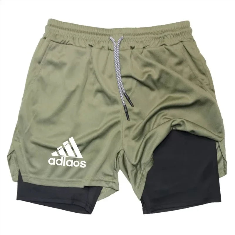 Men'S Compression Shorts Summer Gym Fitness Running Training Sports Shorts Two-In-One Mesh Breathable Quick-Drying Shorts
