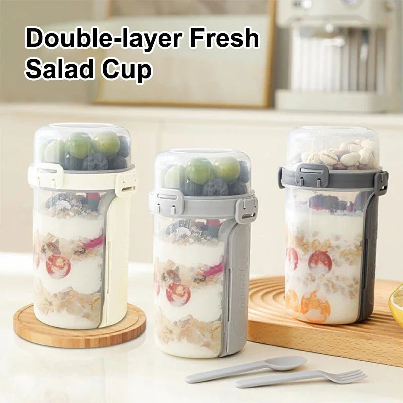Vital Journey
600ml Salad & Oatmeal Cup with Dressing Container
Fresh Meals Anytime, Anywhere

Enjoy healthy meals on the go with this convenient 600ml Salad & Oatmeal Cup. Designed with a separate dressing and topping contai