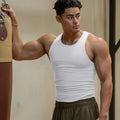 High Stretch Striped Thread American Tight Sports Vest For Men 2024 Summer Running I-shape Speed Dry Fitness Sleeveless Top