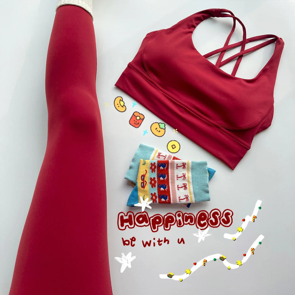 New 2 Piece Yoga Sets Cross Back Sports Bra High-Waisted Hip Lift Yoga Leggings Cycling Running Leisure Fitness Yoga