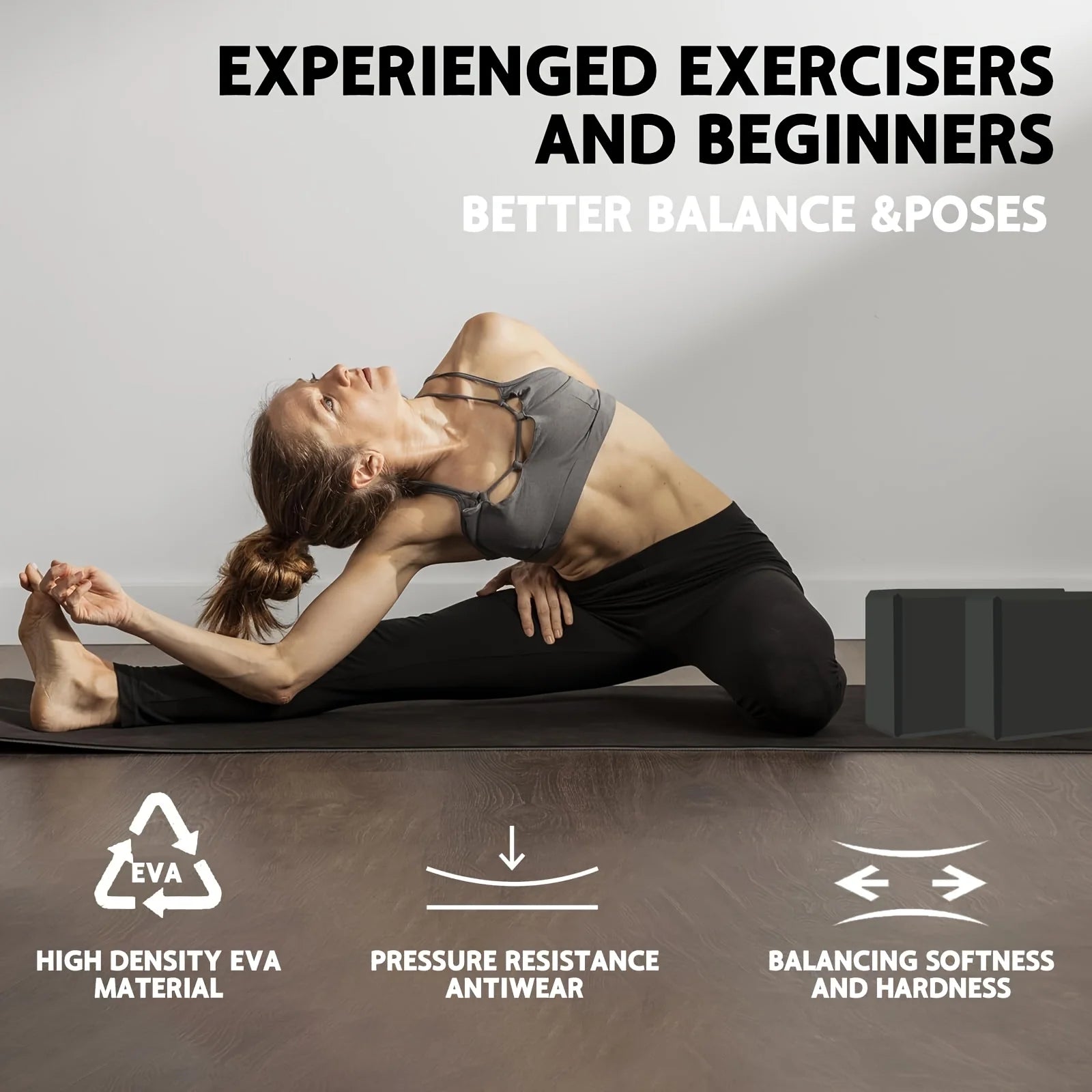 Set of 2 Yoga Blocks - Made from High-Density Foam, Lightweight, Supportive, And Odor-Free - Essential Yoga Gear