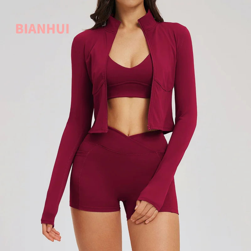 3 Pieces Set For Woman New Yoga Set Feel Casual Fitness Clothing Set Gym Clothes Woman Outdoor Running Sports Three Piece Set