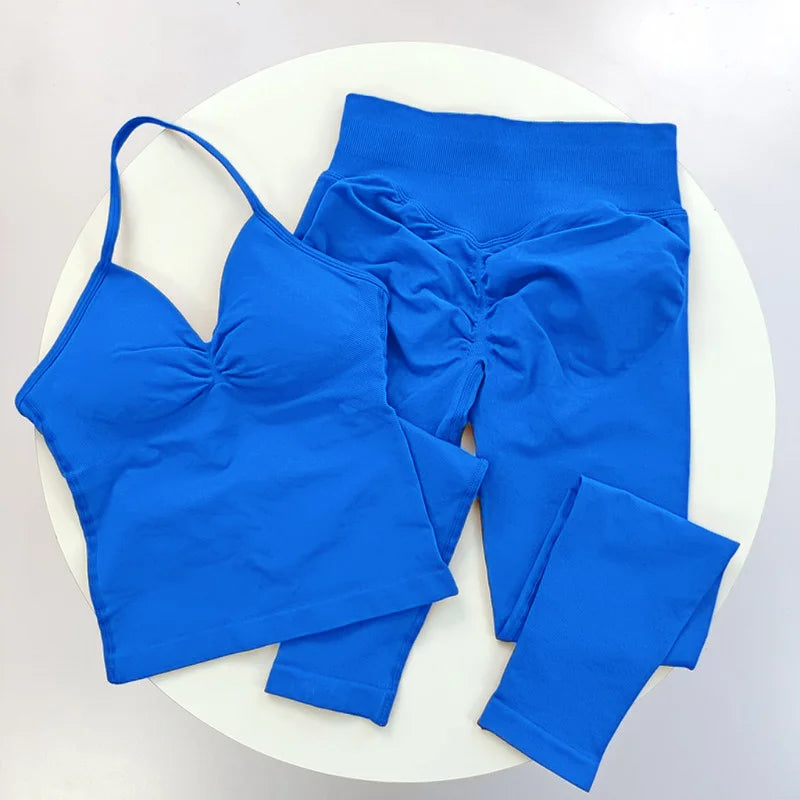 Yoga Fitness Set for Women, Sexy Halter Neck Quick-Dry Sports Vest, High-Waisted Butt-Lifting Running Training Leggings
