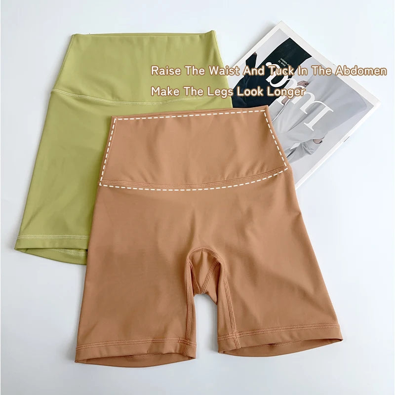 Women's Sports Yoga Shorts with High Waist, Hip Lift, Fitness, Running, Cycling, 4-point Shorts, Quick Drying