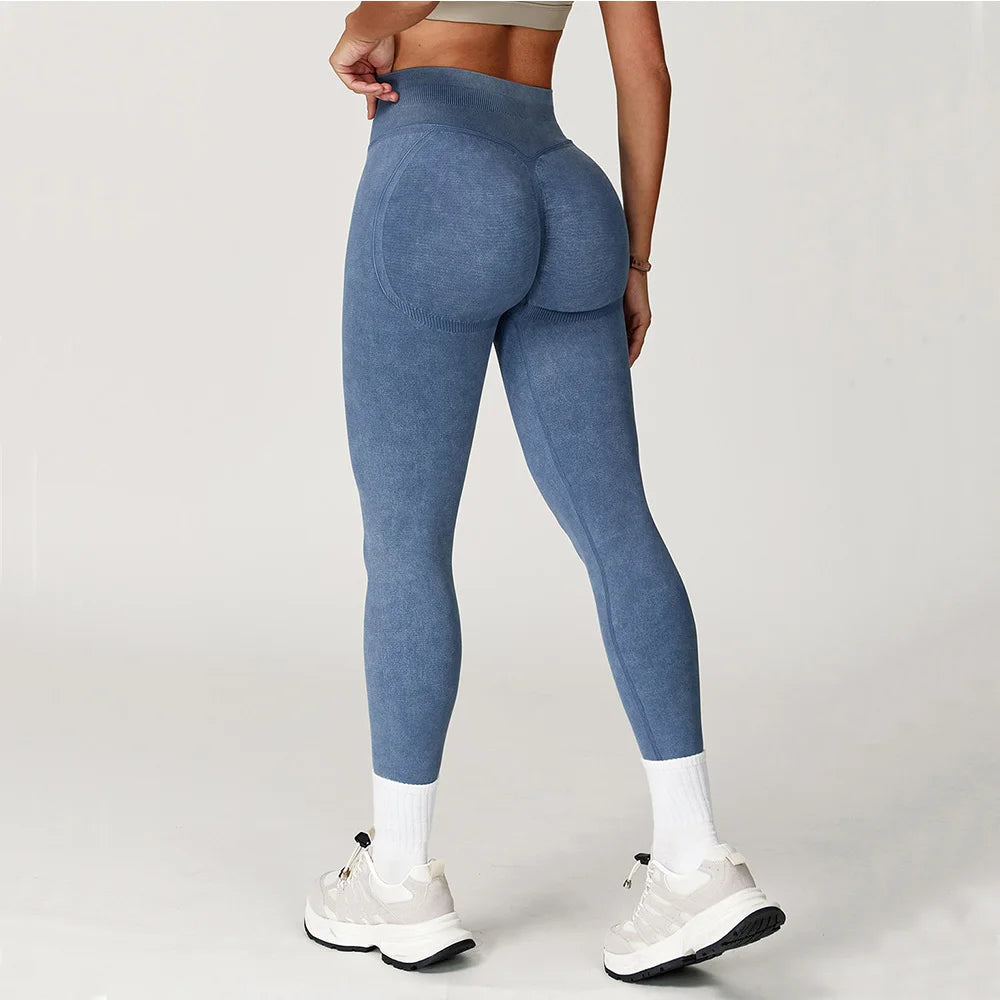 Yoga Pants, Impact Leggings for Women, Seamless Sports Yoga Pants, High-Waisted Ribbed Gym Wear, Fitness Training Clothes