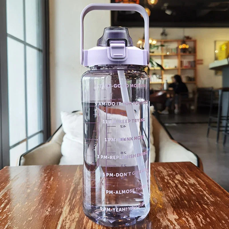 Vital Journey 2 Liter Motivational Water Bottle with Time Marker. Stay Hydrated. Stay On Track. Build a healthier daily routine with the Vital Journey Motivational Water bottle. Designed with Time Markers and easy-carry handl
