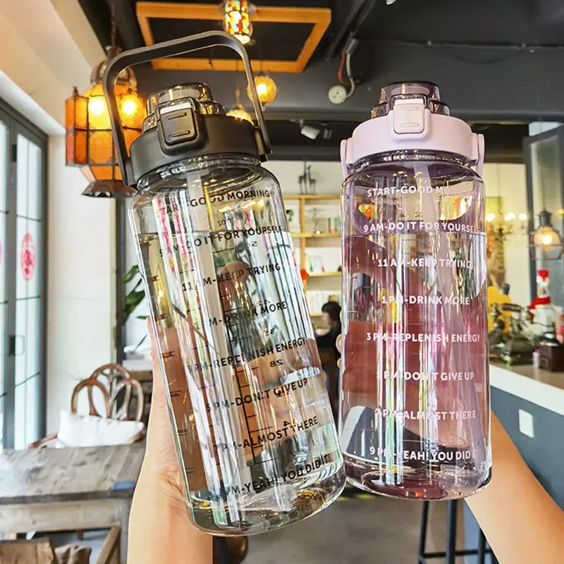 Vital Journey 2 Liter Motivational Water Bottle with Time Marker. Stay Hydrated. Stay On Track. Build a healthier daily routine with the Vital Journey Motivational Water bottle. Designed with Time Markers and easy-carry handl