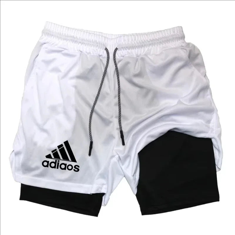 Men'S Compression Shorts Summer Gym Fitness Running Training Sports Shorts Two-In-One Mesh Breathable Quick-Drying Shorts