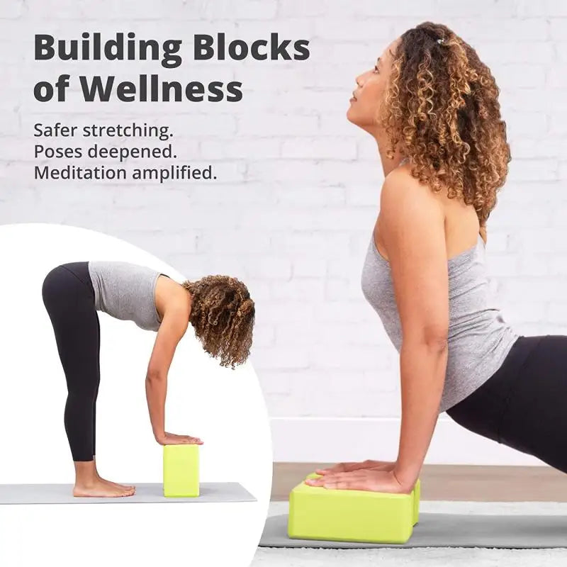 Set of 2 Yoga Blocks - Made from High-Density Foam, Lightweight, Supportive, And Odor-Free - Essential Yoga Gear