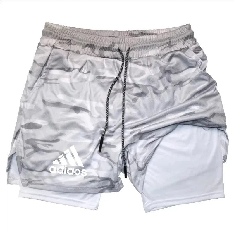 Men'S Compression Shorts Summer Gym Fitness Running Training Sports Shorts Two-In-One Mesh Breathable Quick-Drying Shorts