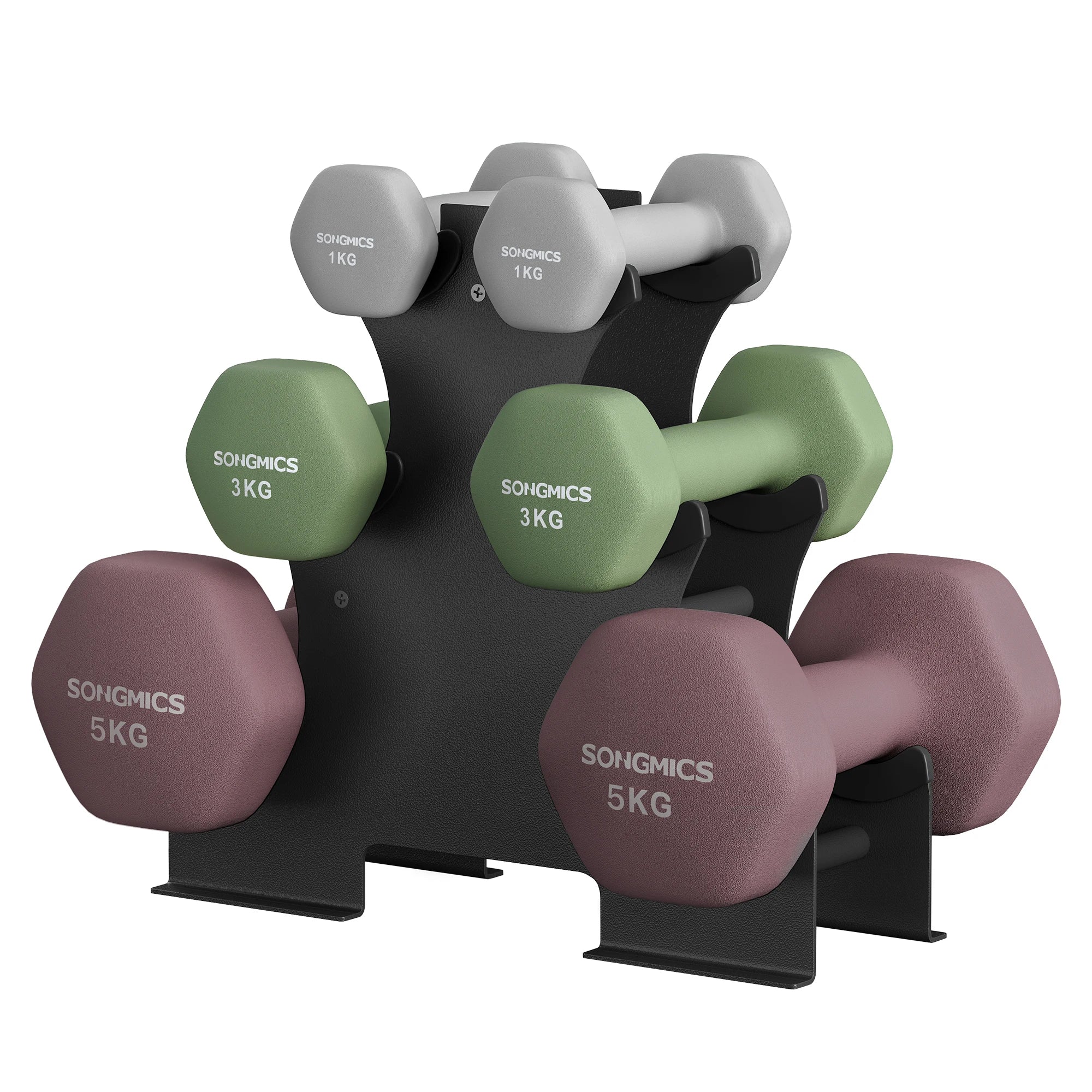 SONGMICS dumbbell set, 2x1kg, 2x3kg, 2x5kg, dumbbells with Dumbbell stand.