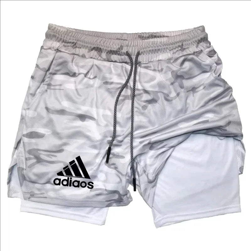 Men'S Compression Shorts Summer Gym Fitness Running Training Sports Shorts Two-In-One Mesh Breathable Quick-Drying Shorts