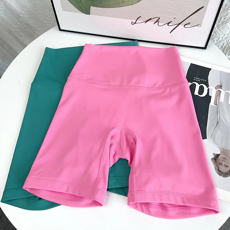 Women's Sports Yoga Shorts with High Waist, Hip Lift, Fitness, Running, Cycling, 4-point Shorts, Quick Drying
