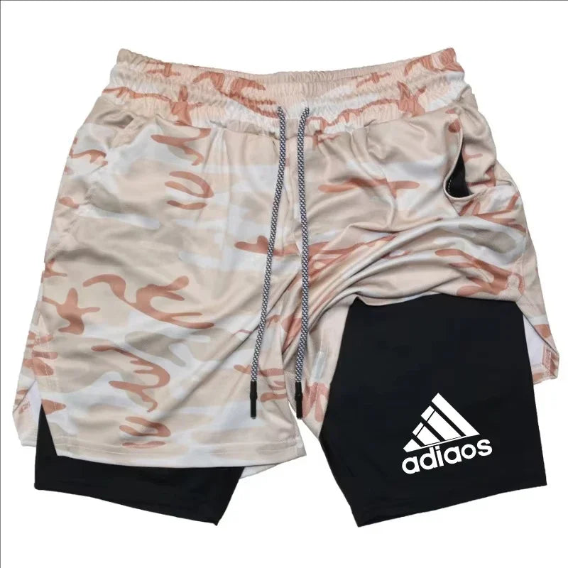 Men'S Compression Shorts Summer Gym Fitness Running Training Sports Shorts Two-In-One Mesh Breathable Quick-Drying Shorts