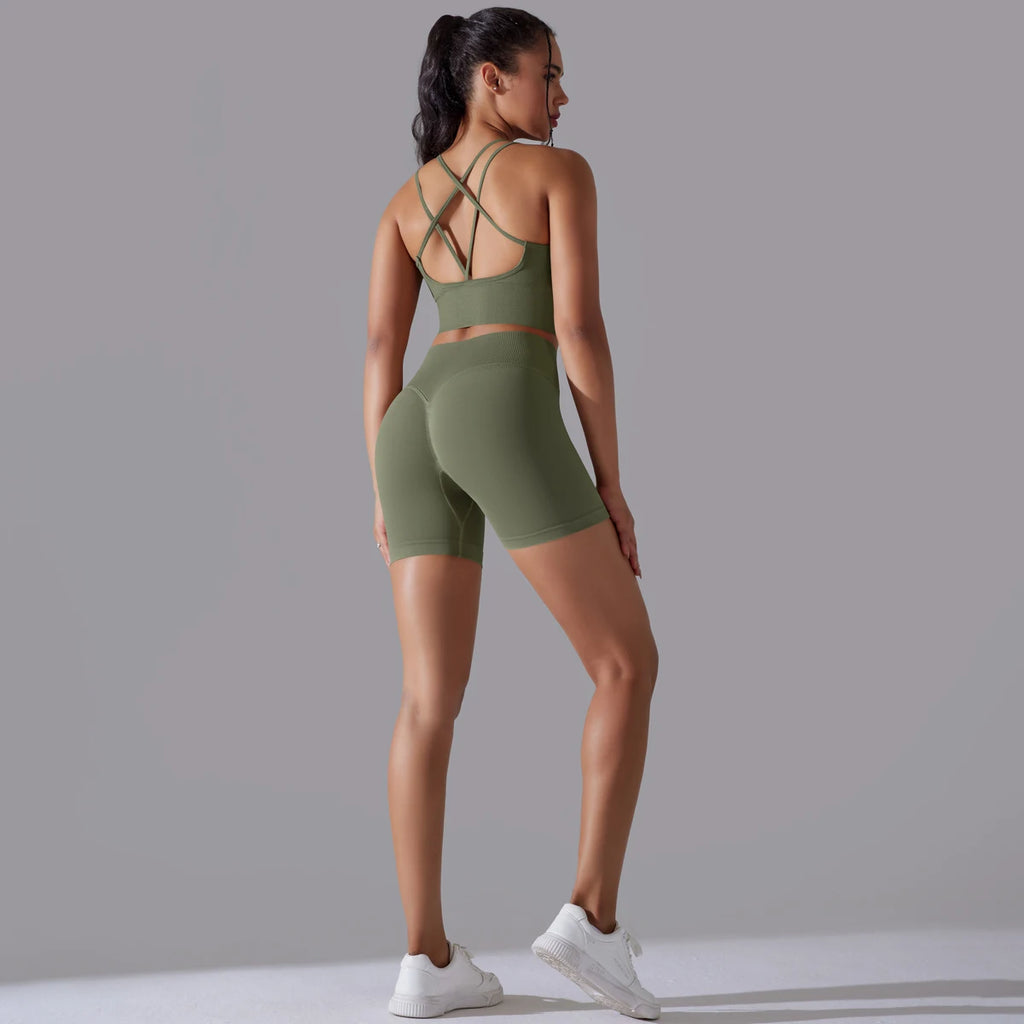 2 piece Sexy Yoga Sets Women's Tracksuit Seamless Sport Suit Running Workout Sportswear
