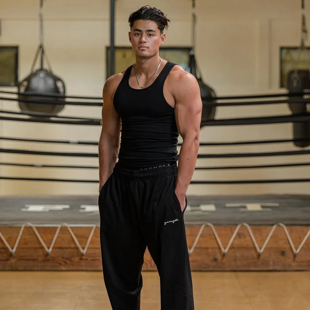 High Stretch Striped Thread American Tight Sports Vest For Men 2024 Summer Running I-shape Speed Dry Fitness Sleeveless Top