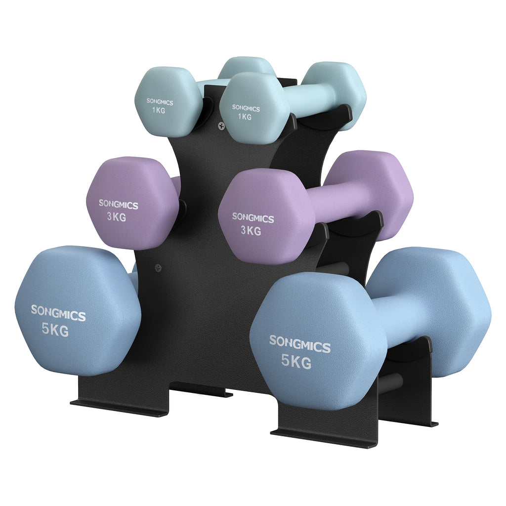 SONGMICS dumbbell set, 2x1kg, 2x3kg, 2x5kg, dumbbells with Dumbbell stand.