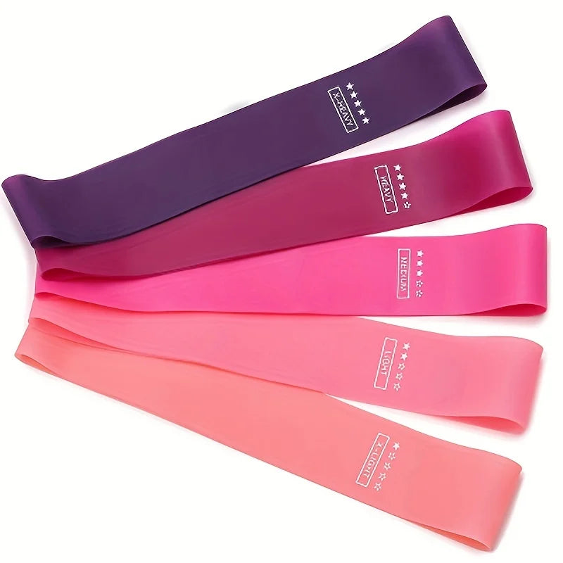 5-piece portable gradient resistance band yoga/fitness/Pilates triple strength trainer stackable colorful fitness band women's s