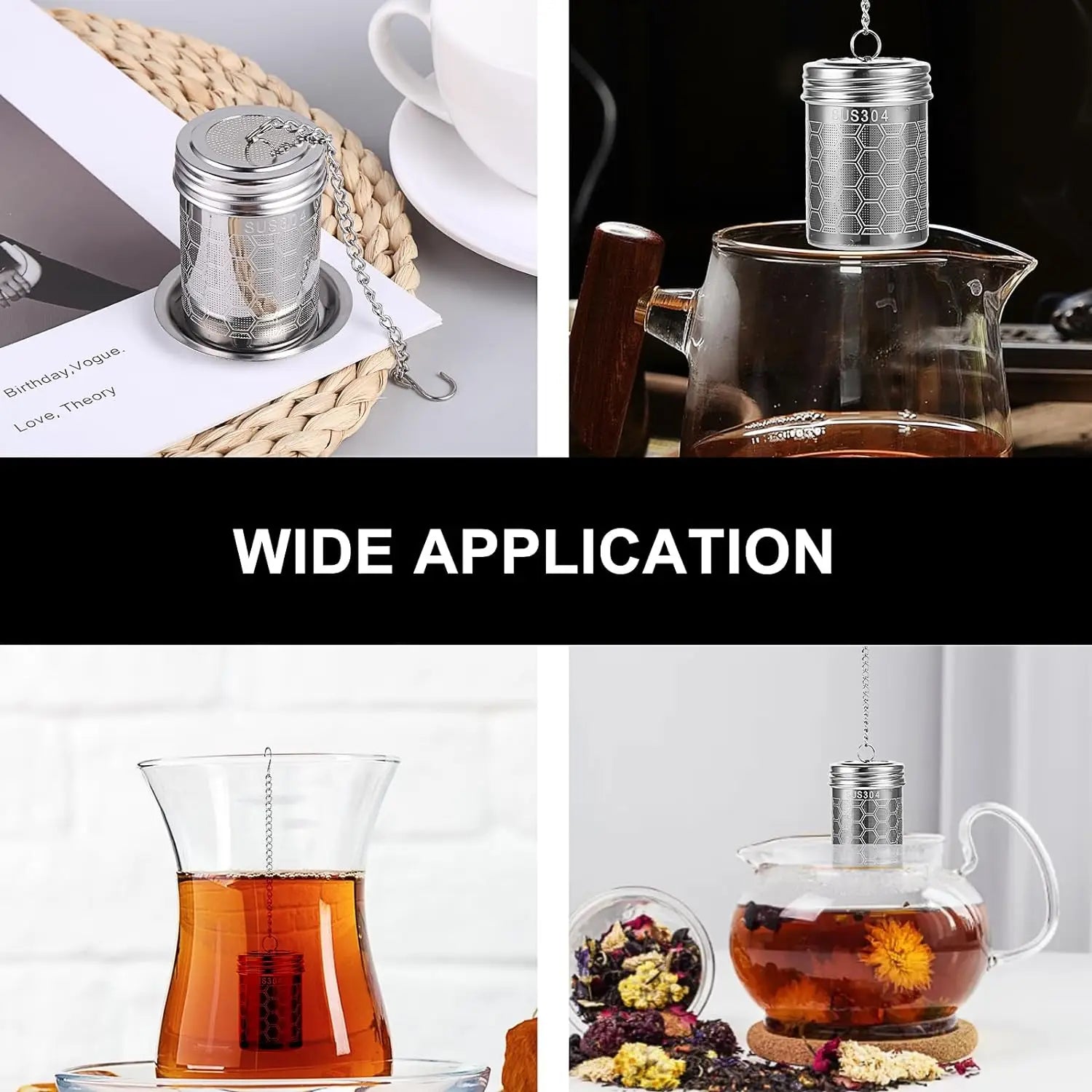 304 Stainless Steel Tea Strainers Set: Extra Fine Mesh Tea Infuser for Loose Leaf Tea Strainers