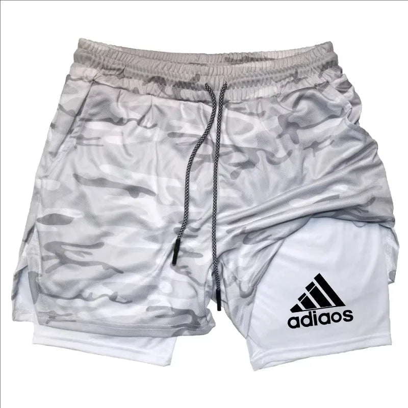 Men'S Compression Shorts Summer Gym Fitness Running Training Sports Shorts Two-In-One Mesh Breathable Quick-Drying Shorts