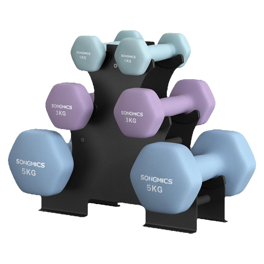 SONGMICS dumbbell set, 2x1kg, 2x3kg, 2x5kg, dumbbells with Dumbbell stand.