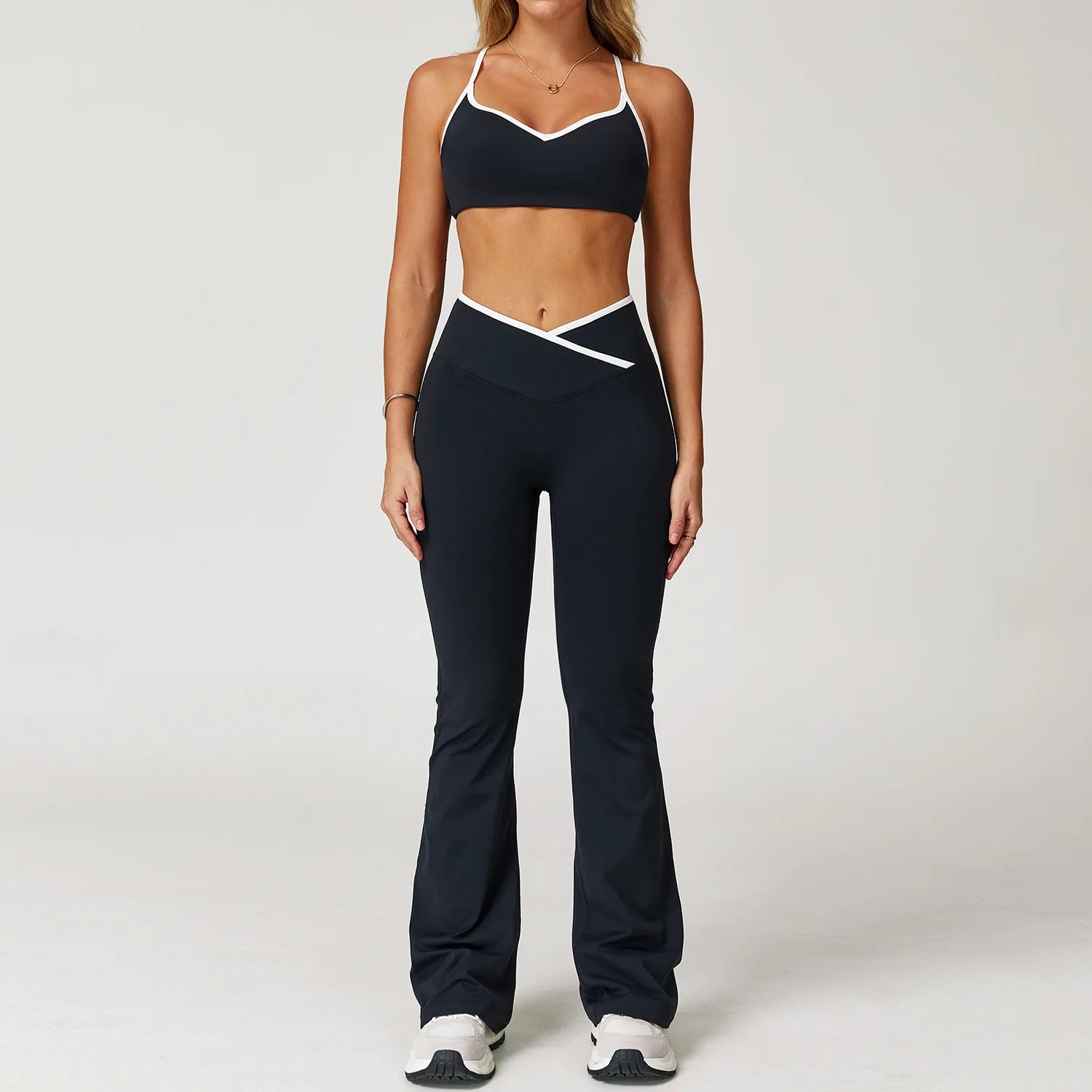 Yoga Set 2 Pieces Workout Clothes Women's Tracksuit Sportswear Gym Clothing High Waist Bell-bottoms Sexy Fitness Bta Sports Suit