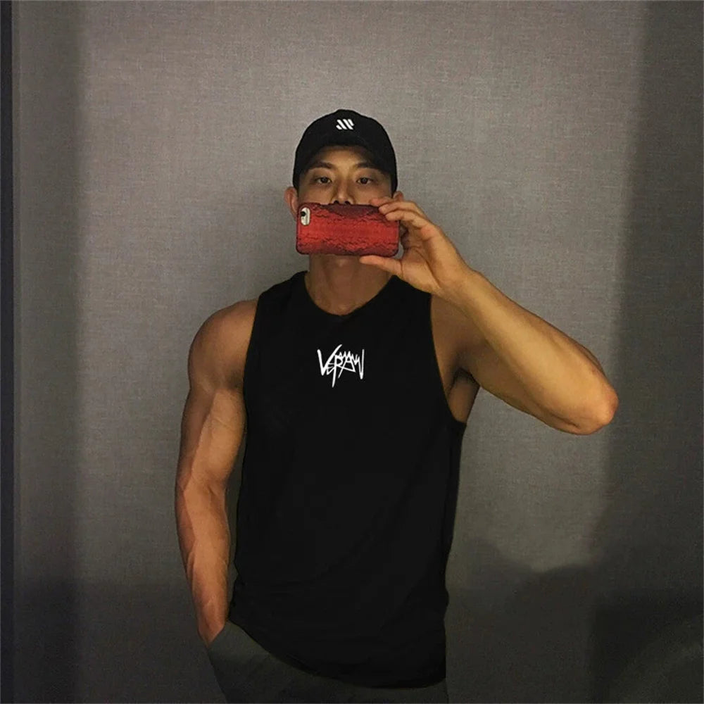 2026 Mens fitness gyms Tank top men Fitness sleeveless shirt Male mesh breathable Sports vest Undershirt