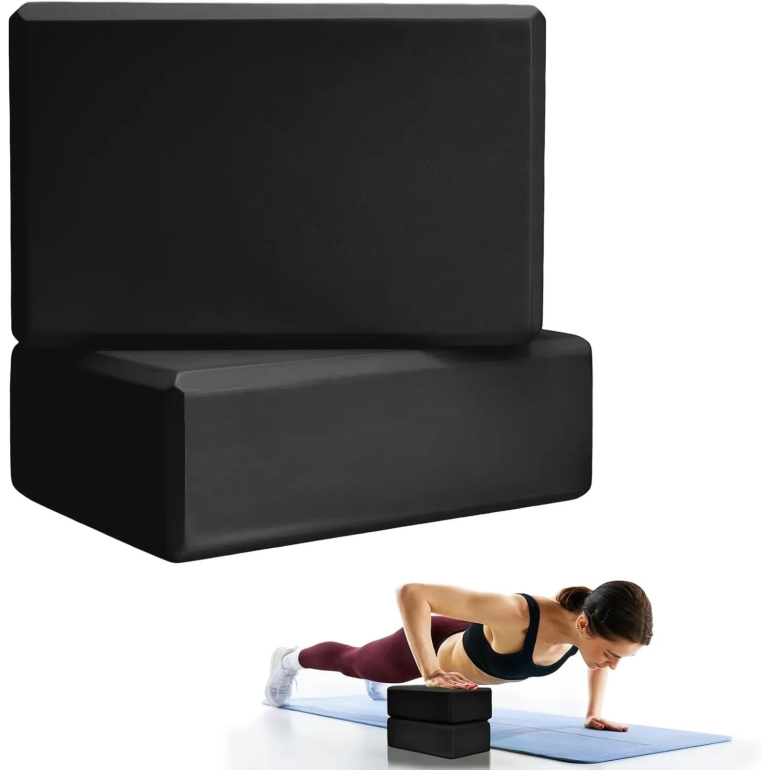 Set of 2 Yoga Blocks - Made from High-Density Foam, Lightweight, Supportive, And Odor-Free - Essential Yoga Gear