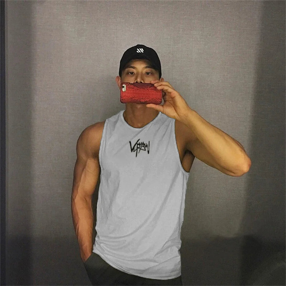 2026 Mens fitness gyms Tank top men Fitness sleeveless shirt Male mesh breathable Sports vest Undershirt