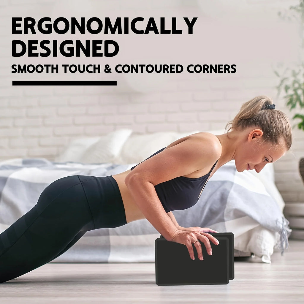 Set of 2 Yoga Blocks - Made from High-Density Foam, Lightweight, Supportive, And Odor-Free - Essential Yoga Gear