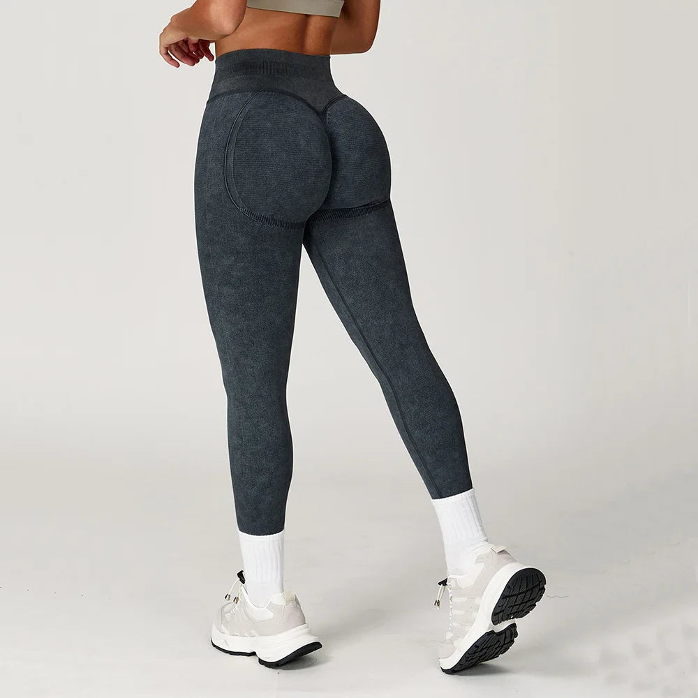 Yoga Pants, Impact Leggings for Women, Seamless Sports Yoga Pants, High-Waisted Ribbed Gym Wear, Fitness Training Clothes